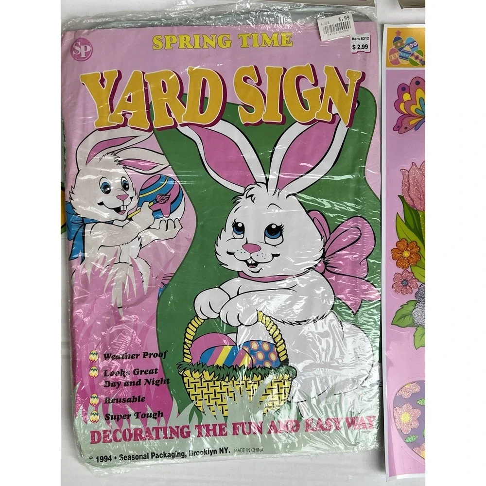 VTG 90s Easter Window Clings NOS 10 Pc Set Bunny Chick Cutouts Yard Sign Decor